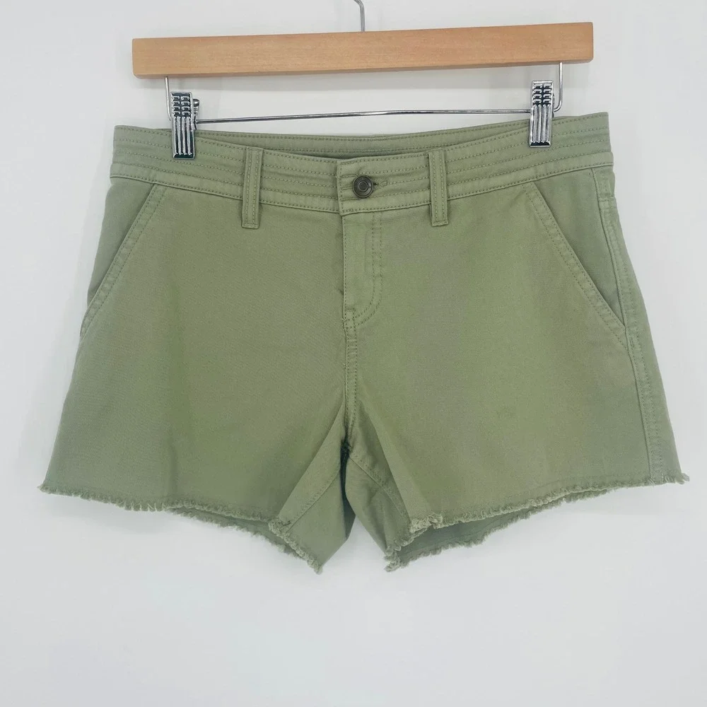 Prana Sancho Shorts Sage Green Olive Mid Rise Frayed Hiking Size‎ 2 Gorpcore